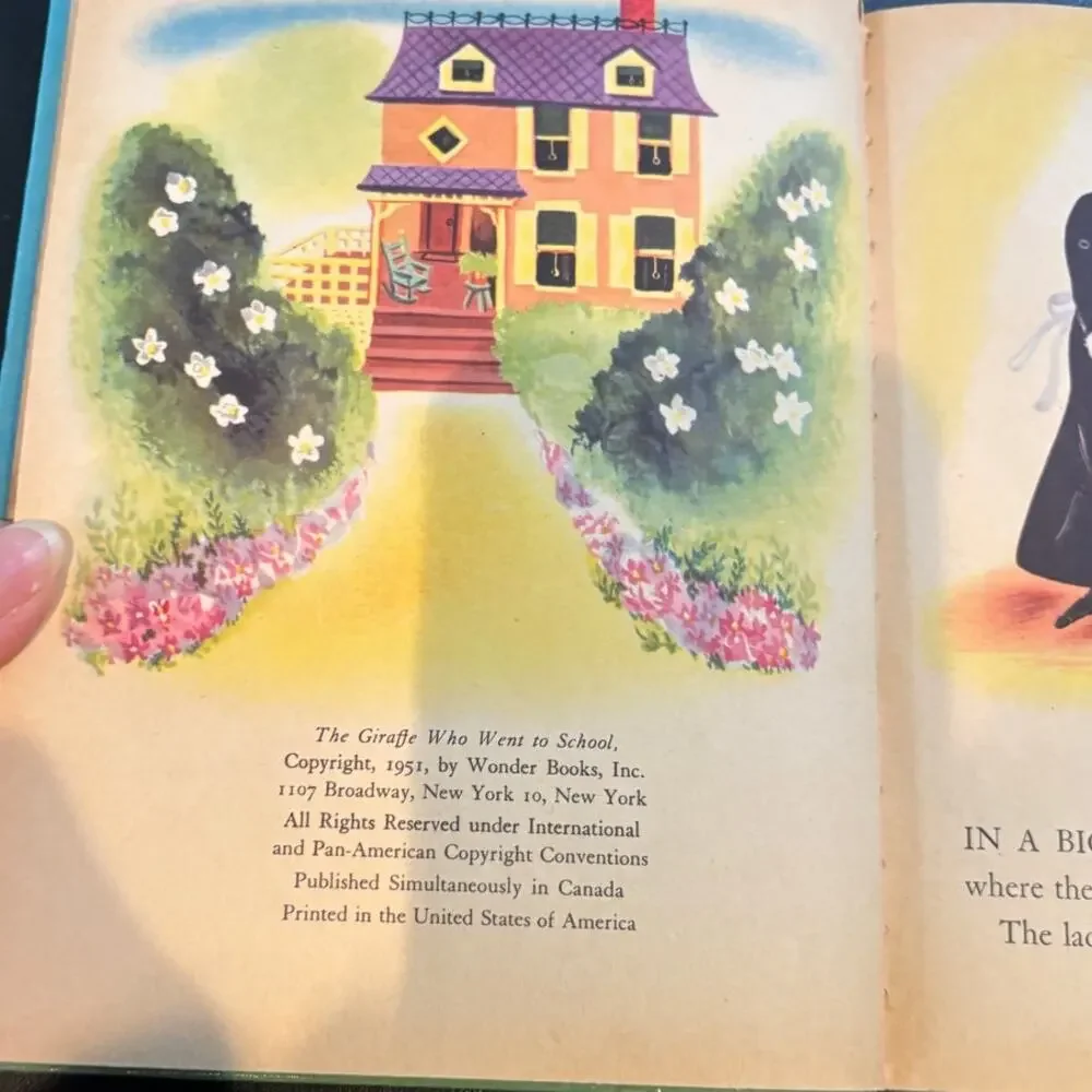 VTG 1950's Lot of 2, ABC Book & Giraffe Who Went to School, Wonder Books